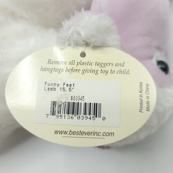 Bestever LAMB Funny Feet Stuffed Animal Plush 15.5" - Picture 5 of 6